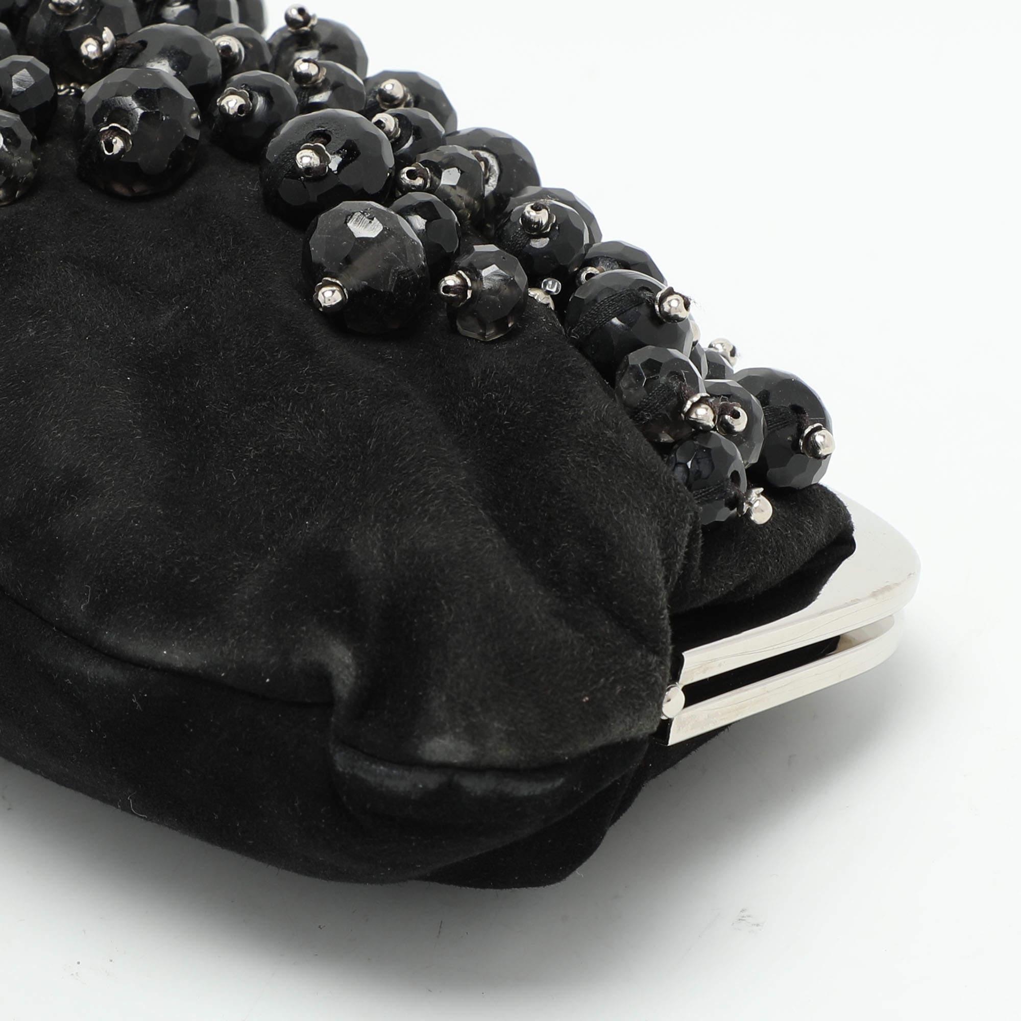 Chloe Black Suede Embellished Clutch 5