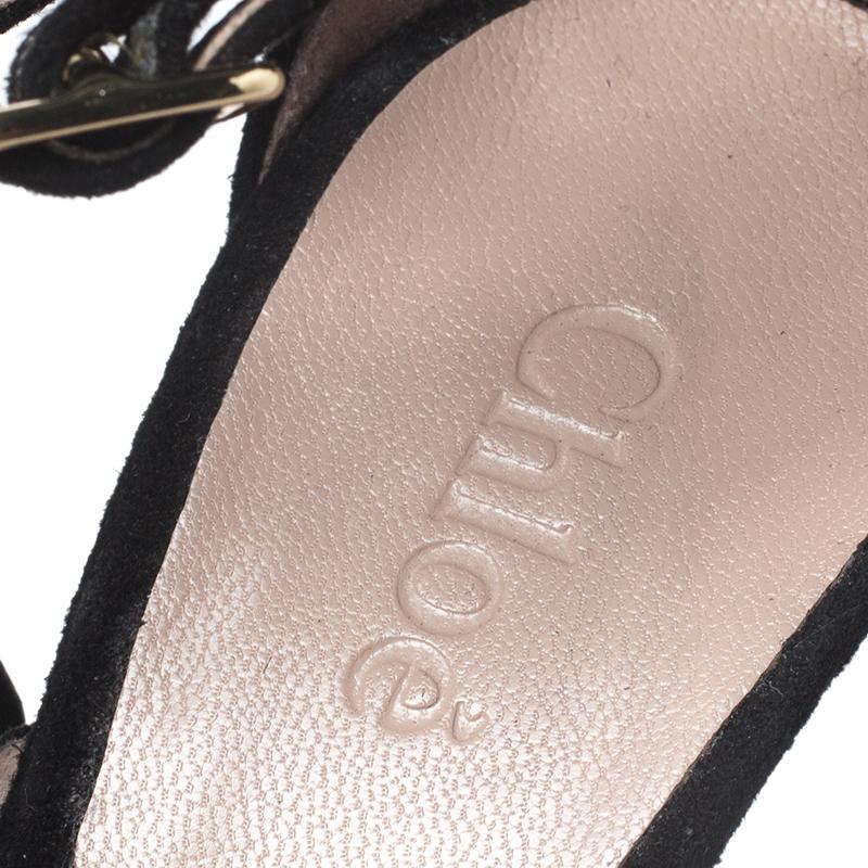 Chloe Black Suede Fringed Sandals Size 35.5 In Excellent Condition In Dubai, Al Qouz 2