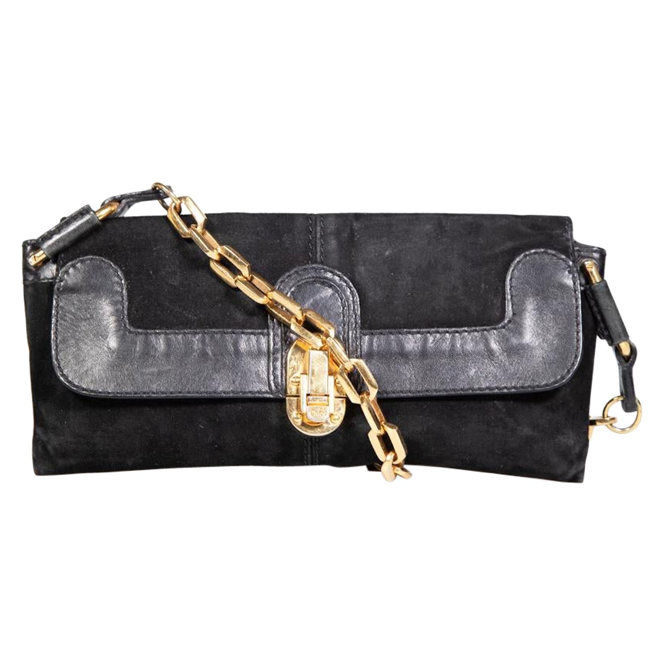 Chloé Black Suede Gold Hardware Shoulder Bag