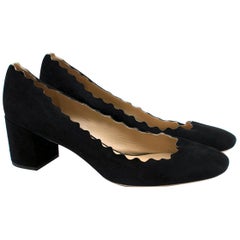 Chloe Black Suede Scalloped Lauren Pumps 41