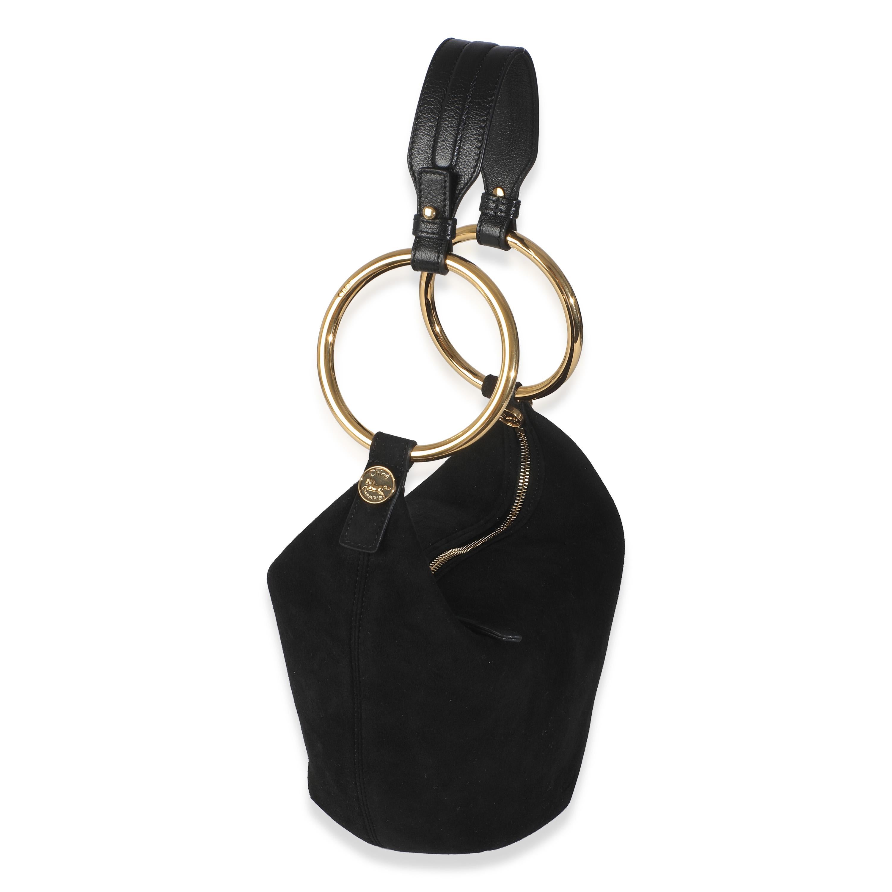 Nero Borsa Chloé in camoscio nero con braccialetto d'oro piccolo in vendita