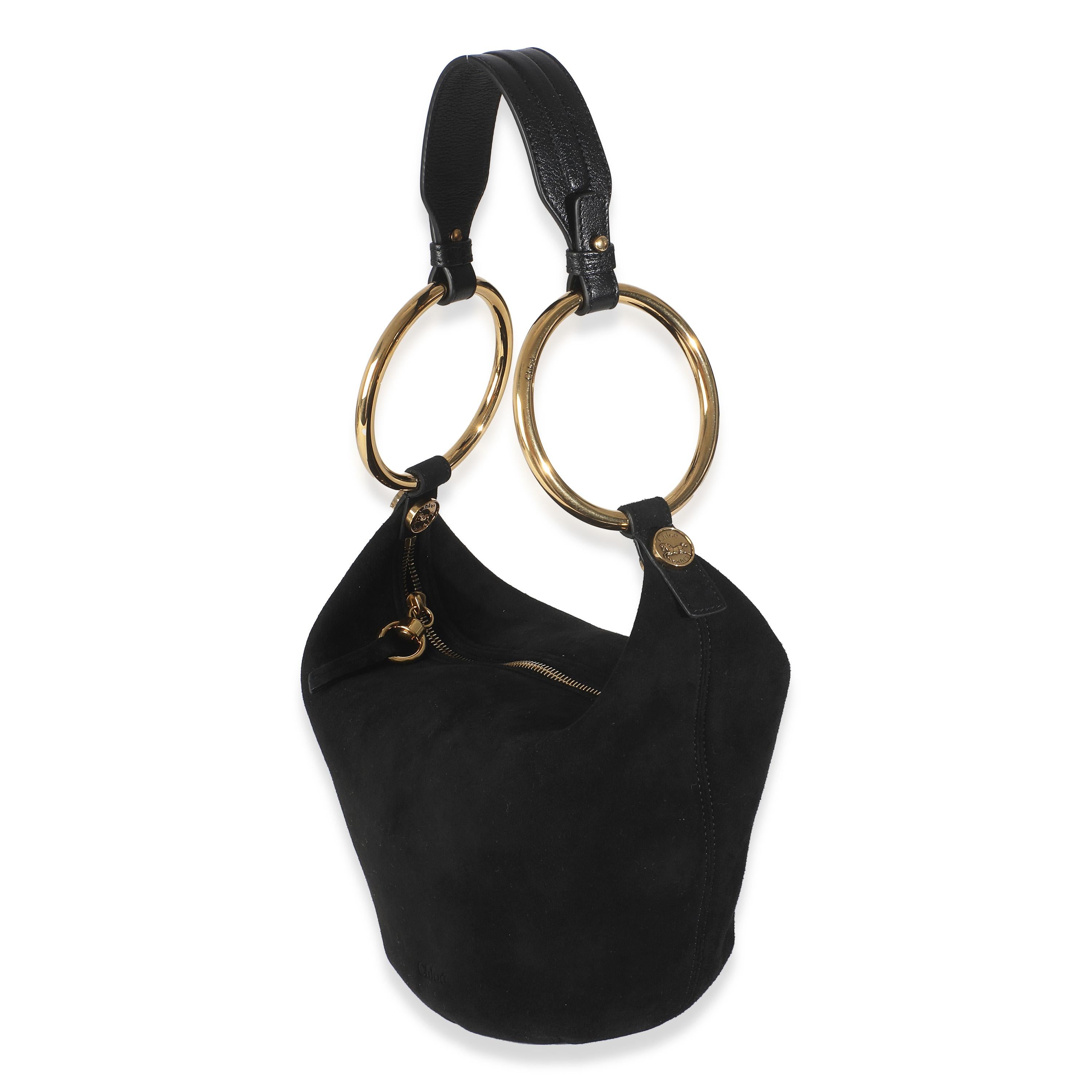 Borsa Chloé in camoscio nero con braccialetto d'oro piccolo In condizioni ottime in vendita a New York, NY