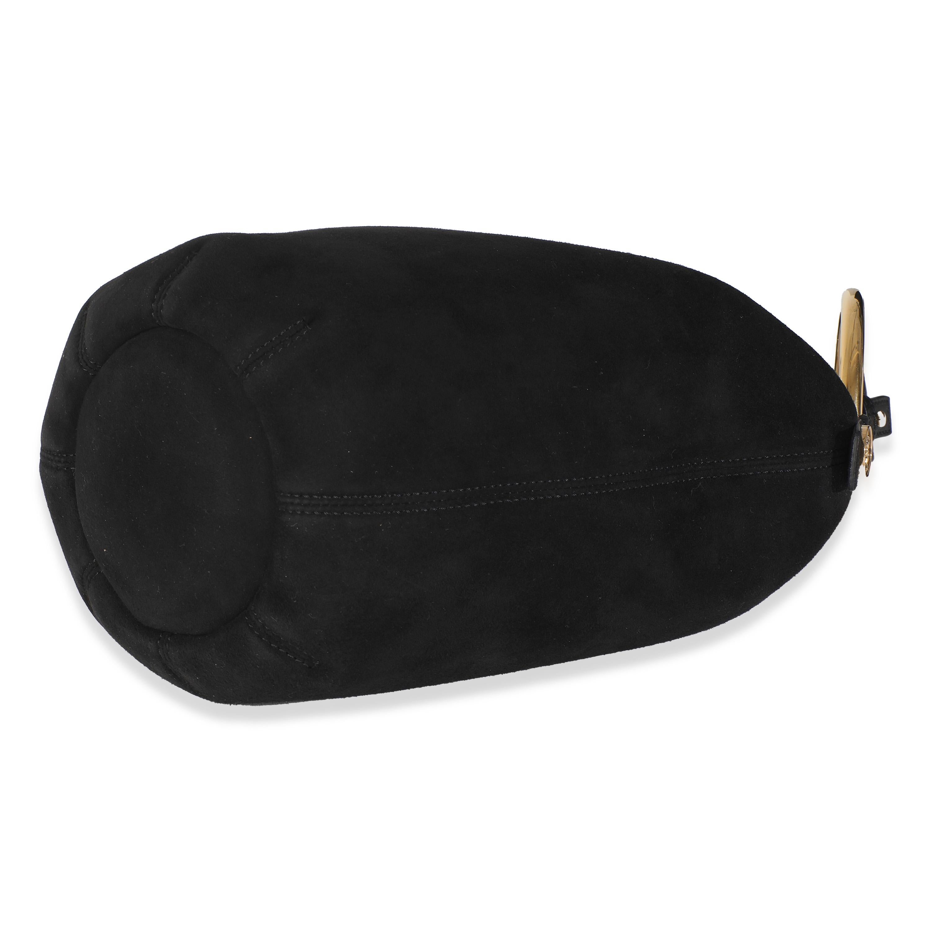 da uomo o donna Borsa Chloé in camoscio nero con braccialetto d'oro piccolo in vendita