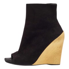 Botas tobilleras con cuña de ante negro Chloe talla 38