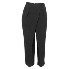 Chloe Black Textured Crepe Pleated Pants L