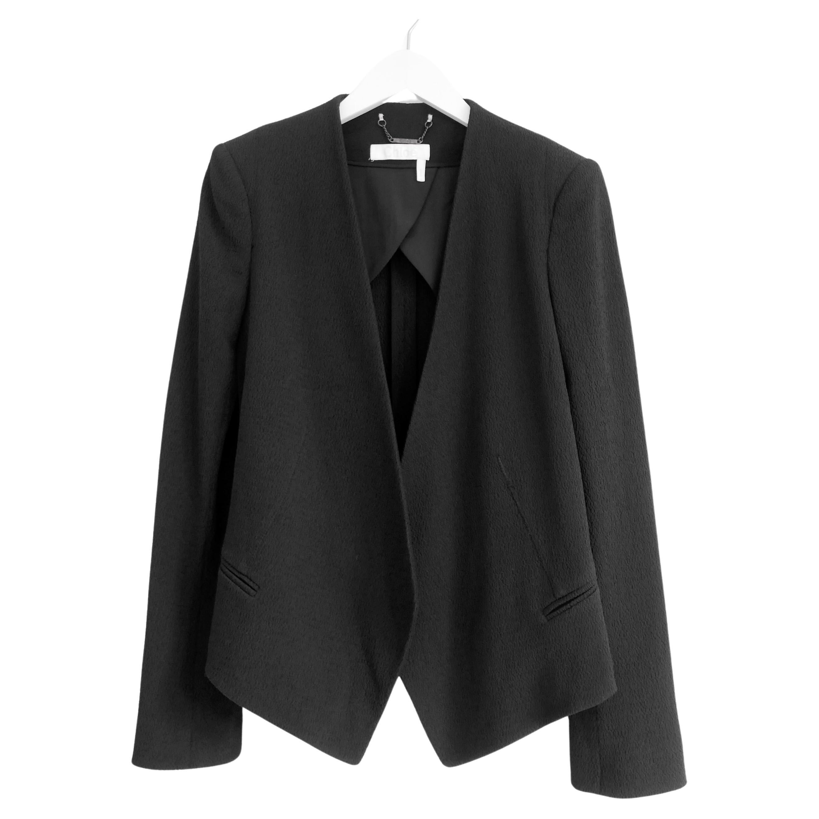 Chloe black textured tuxedo inspired jacket blazer For Sale