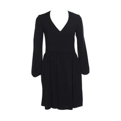 Chloe Black V-Neck Gathered Waist Long Sleeve Dress S