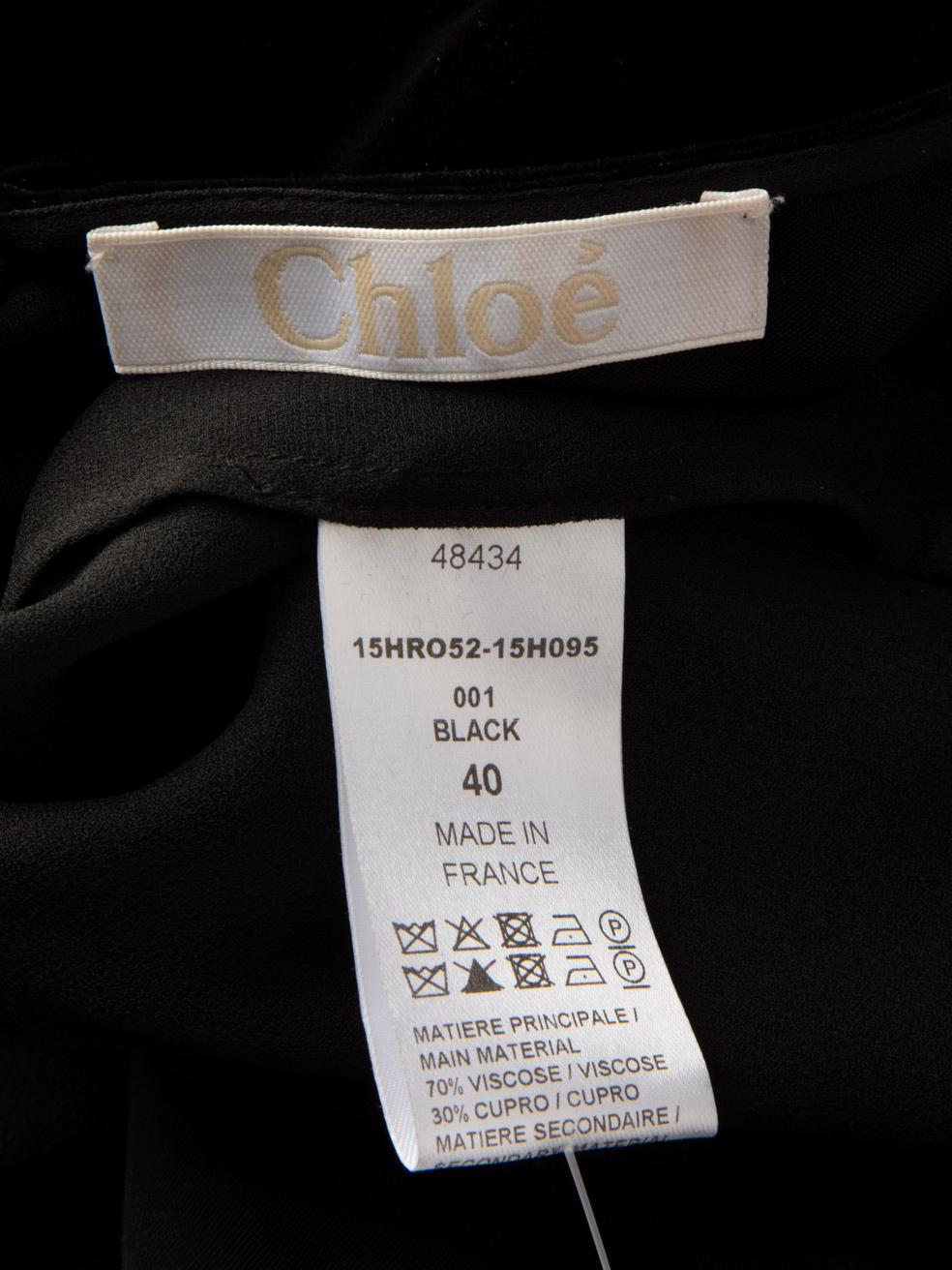 Chloé Black Velvet Sheer Panel Mini Dress Size L For Sale 1