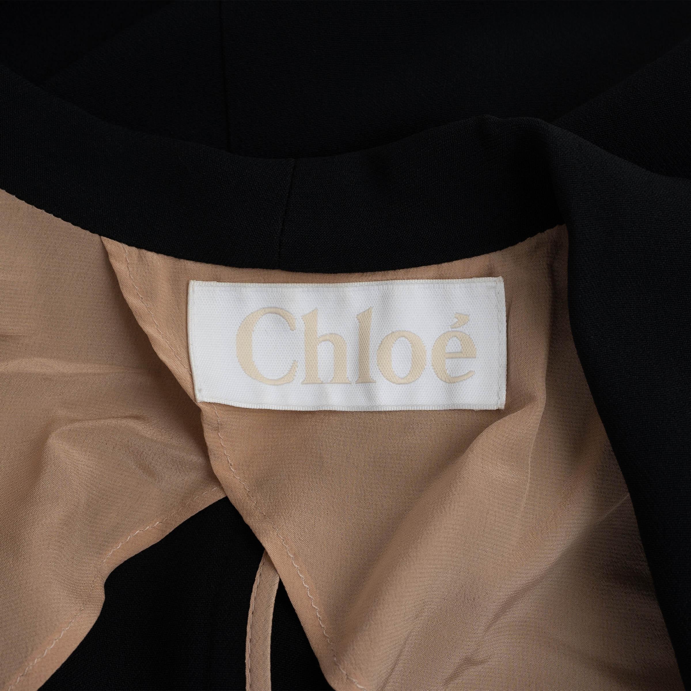 CHLOE noir viscose 2012 SHAWL COLLAR LONG Blazer Jacket 34 XS en vente 2