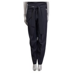 CHLOE black viscose BELTED TAPERED Pants 38 S