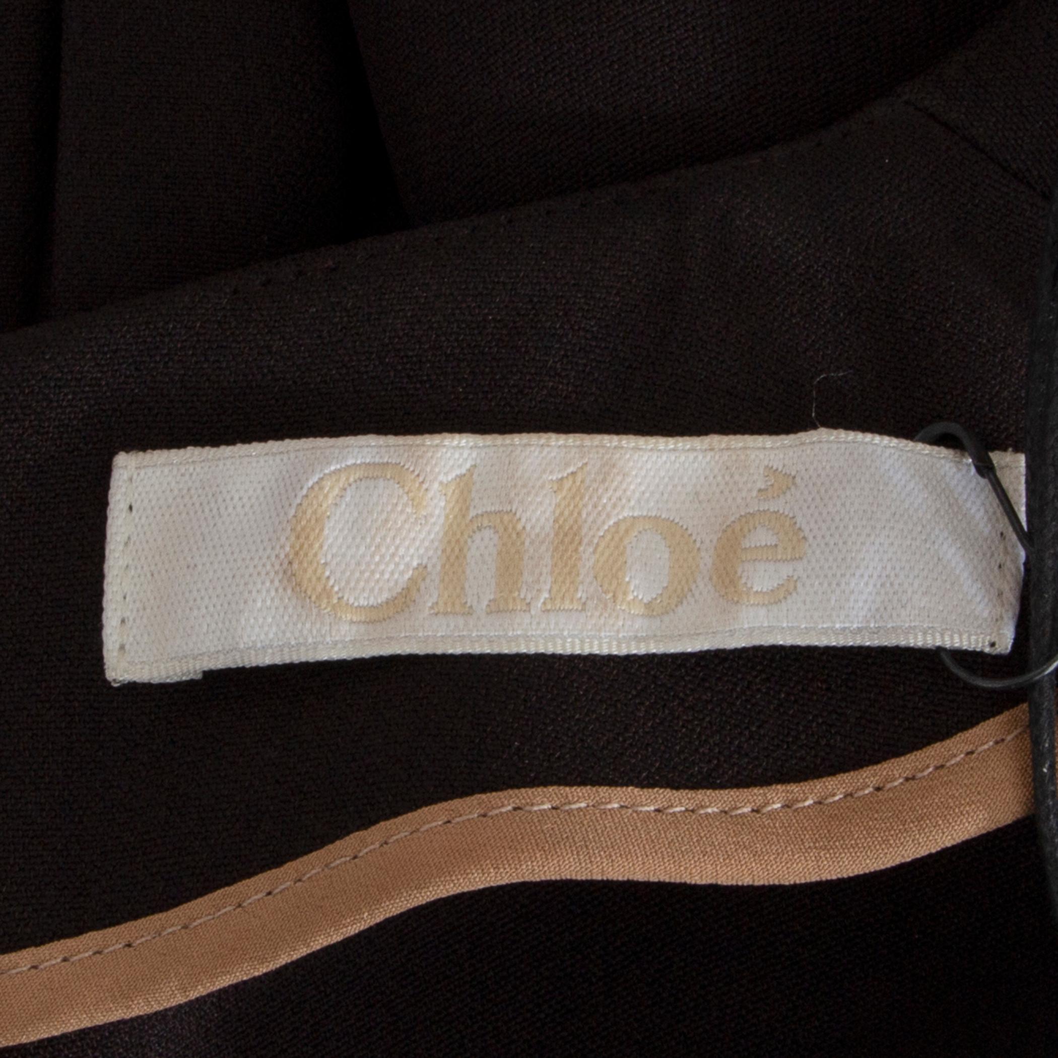 CHLOE black viscose PLEATED PANEL SHIFT MINI Dress 34 XXS For Sale 1