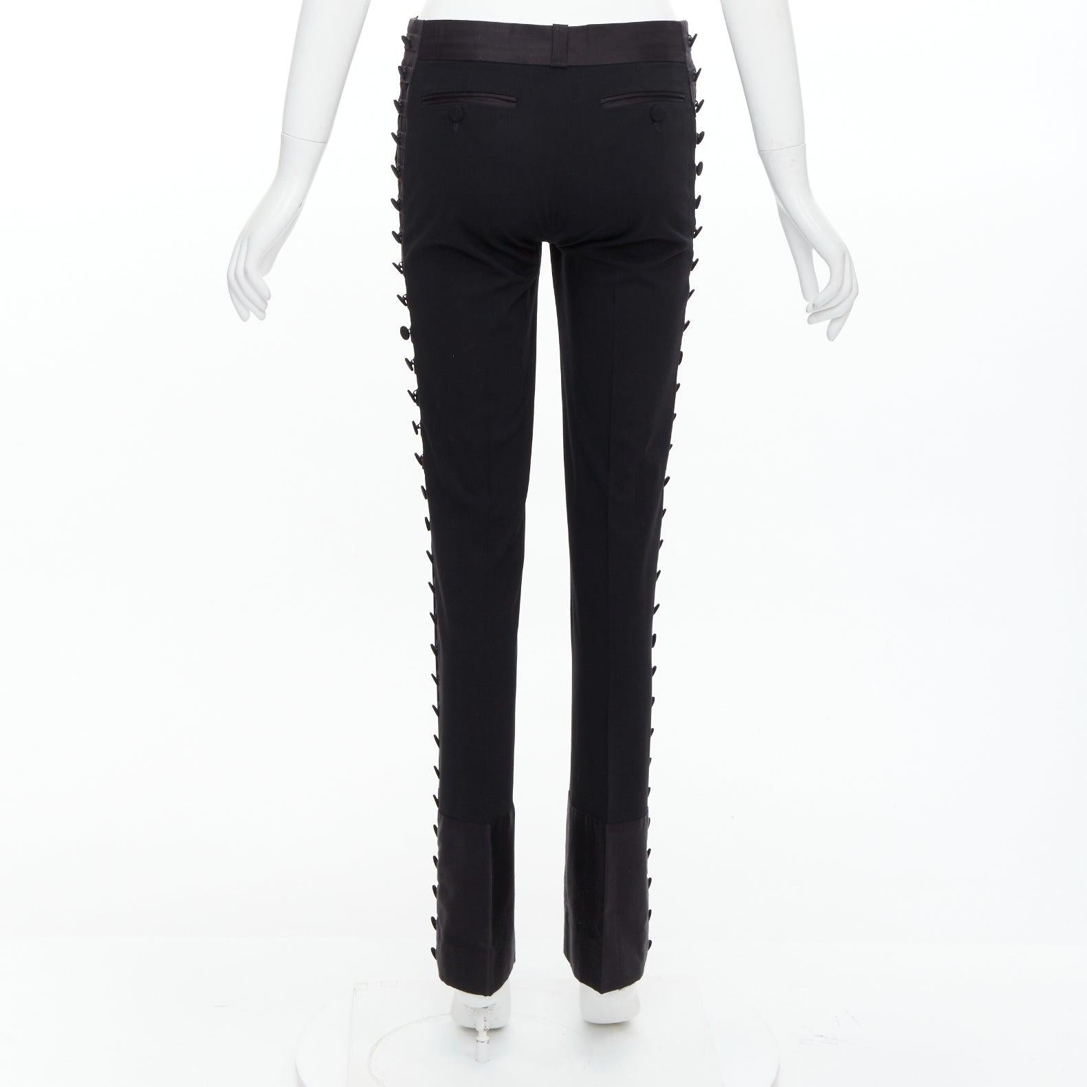 Donna CHLOE pantaloni neri in tessuto misto lana e viscosa con pieghe e bottoni FR34 XS in vendita