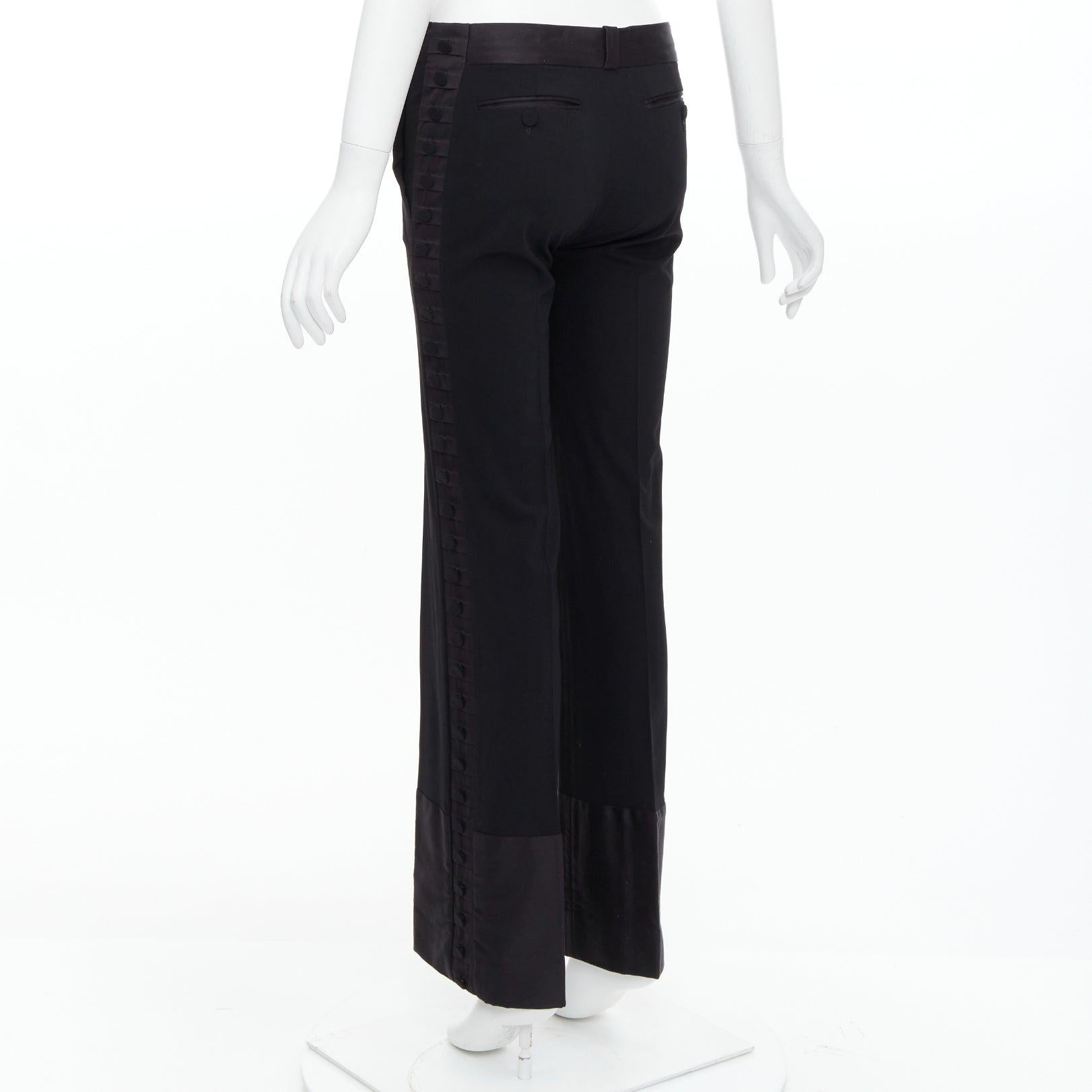 CHLOE pantaloni neri in tessuto misto lana e viscosa con pieghe e bottoni FR34 XS in vendita 1