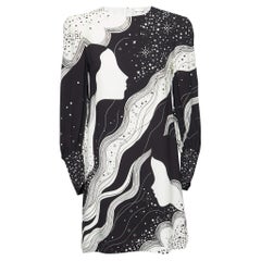 Chloe Black/White Abstract Face Print Silk Dress S