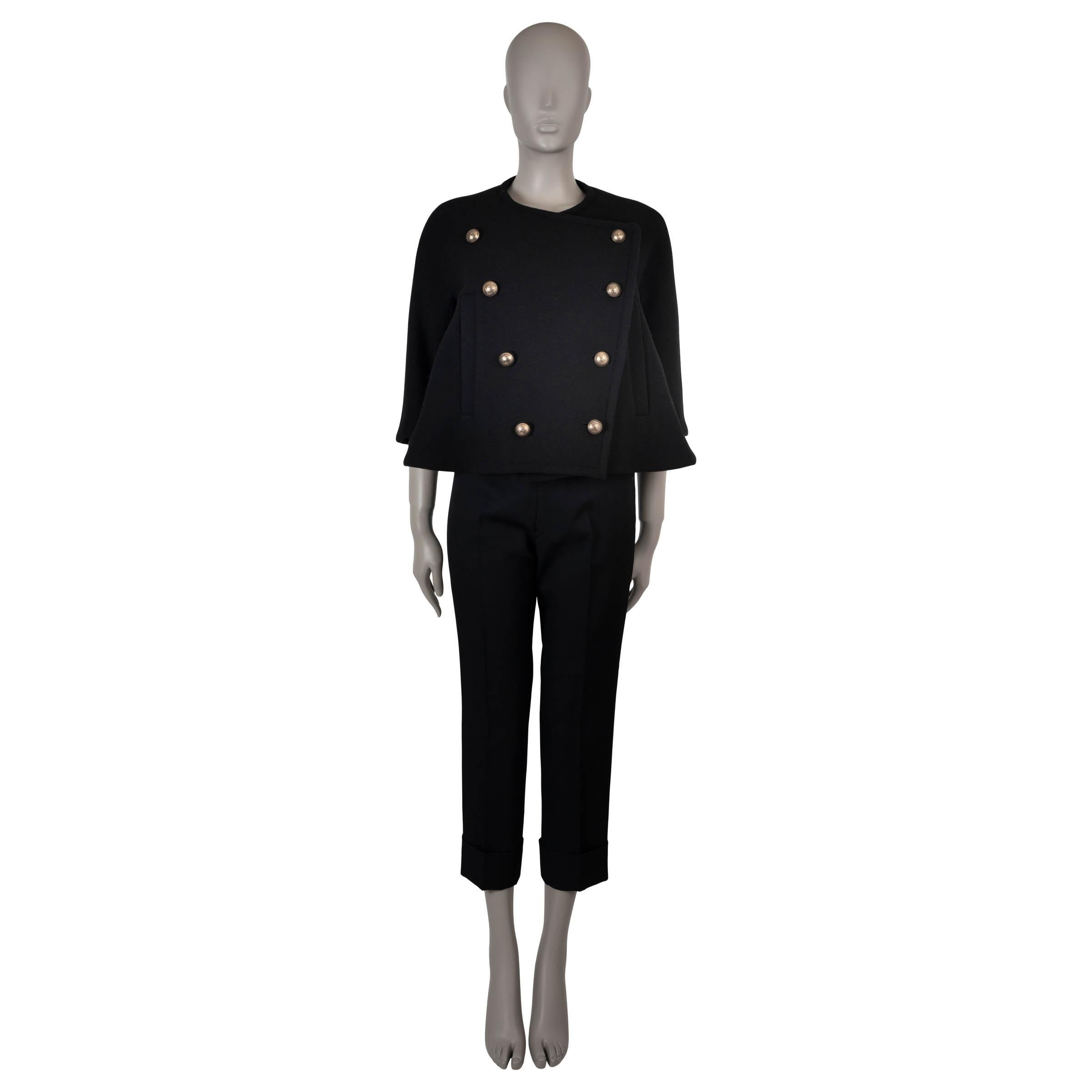 Women's CHLOE black wool 2015 DOUBLE BREASTED CROPPED Jacket 36 XS For Sale