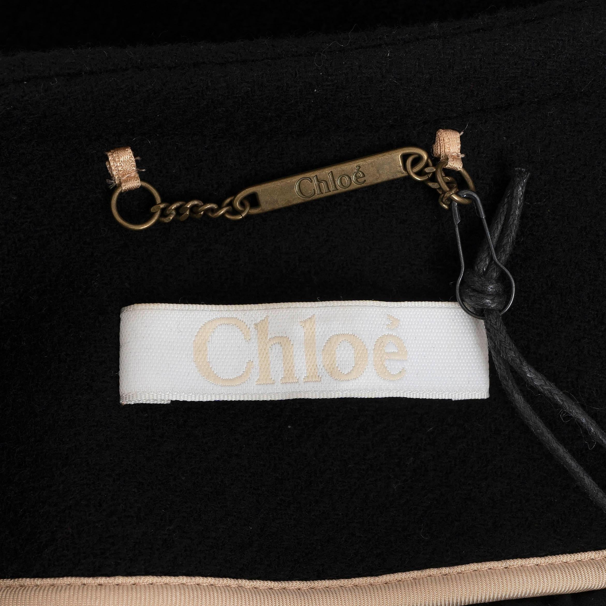 CHLOE black wool 2015 DOUBLE BREASTED CROPPED Jacket 36 XS For Sale 2