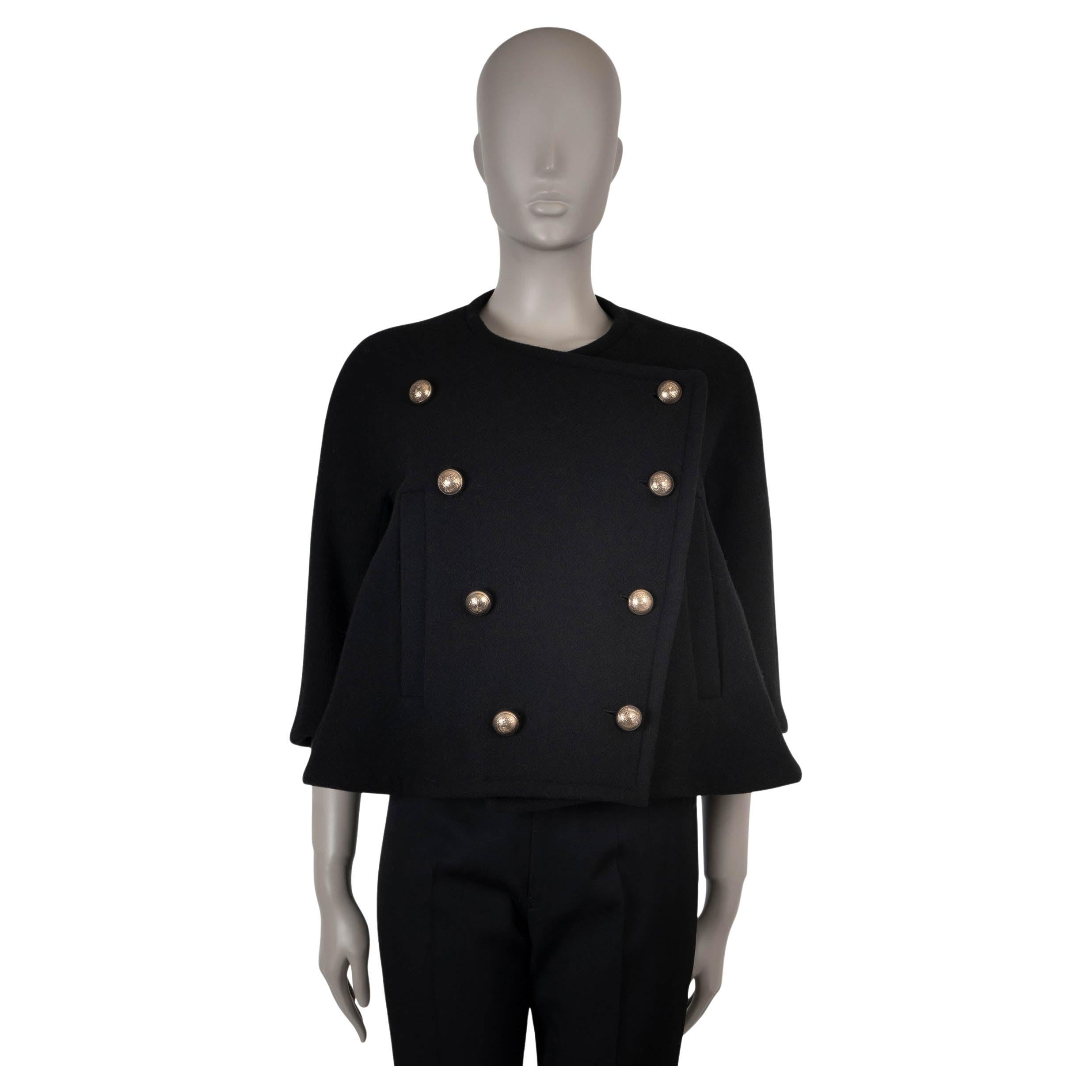 CHLOE black wool 2015 DOUBLE BREASTED CROPPED Jacket 36 XS For Sale