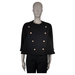 CHLOE - Giacca 2015 in lana nera a doppio petto e arricciata 36 XS