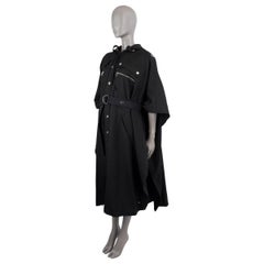 CHLOE black wool 2018 SHORT SLEEVE GABERDINE CAPE Coat Jacket 36 XS