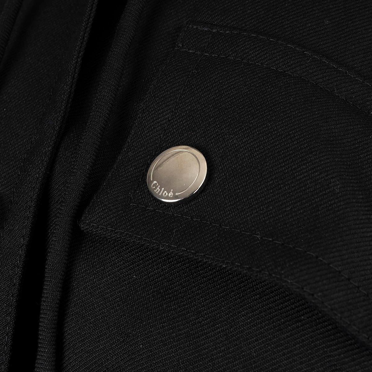 CHLOE black wool 2018 SHORT SLEEVE GABERDINE CAPE Coat Jacket 36 XS For Sale 1