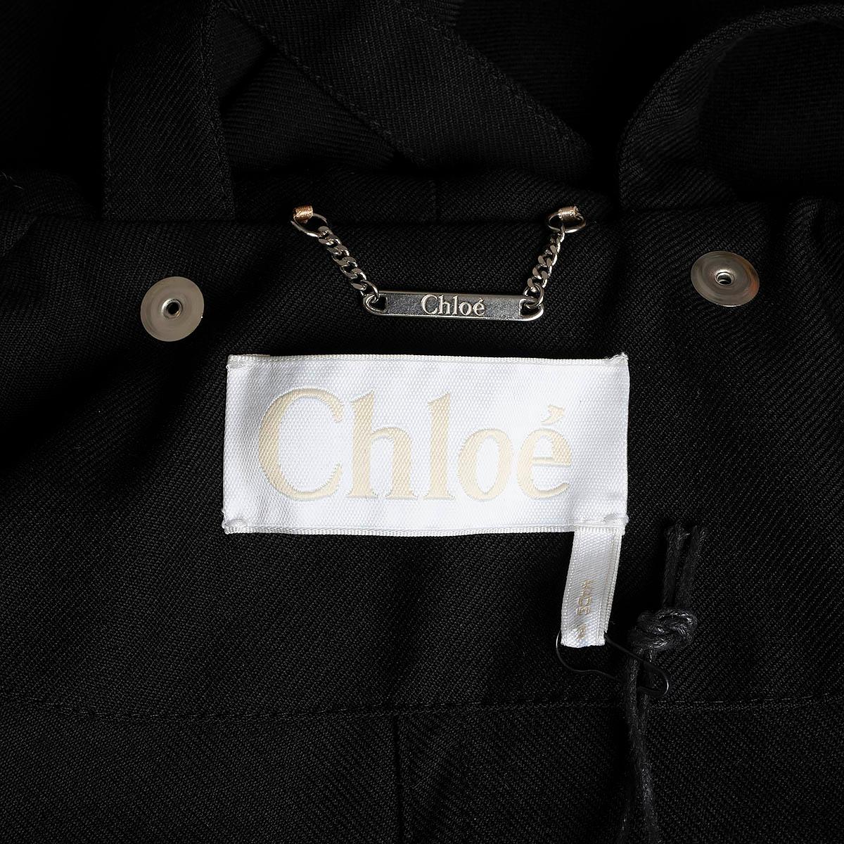 CHLOE black wool 2018 SHORT SLEEVE GABERDINE CAPE Coat Jacket 36 XS For Sale 2