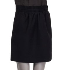 CHLOE black wool & cotton PLEATED WAIST Skirt 34 XSS
