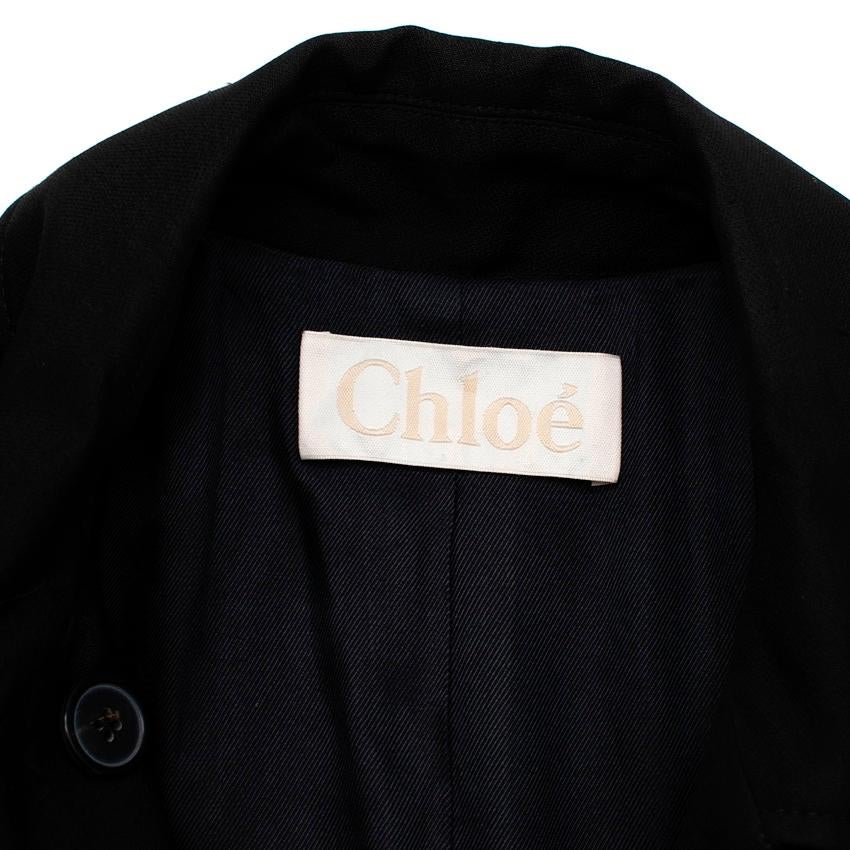 Women's Chloe Black Wool Double Breasted Military Coat - US 4 For Sale