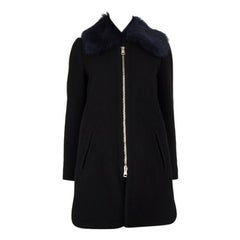 CHLOE schwarzer Wollmantel mit PELZkragen 36 XS