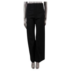 CHLOE Pantalon à griffes en laine noire HIGH WAISTED WIDE 38 S