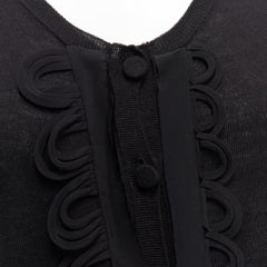 CHLOE Schwarze Wollstrickjacke mit Schlaufen und Rüschen mit Rundhalsausschnitt M