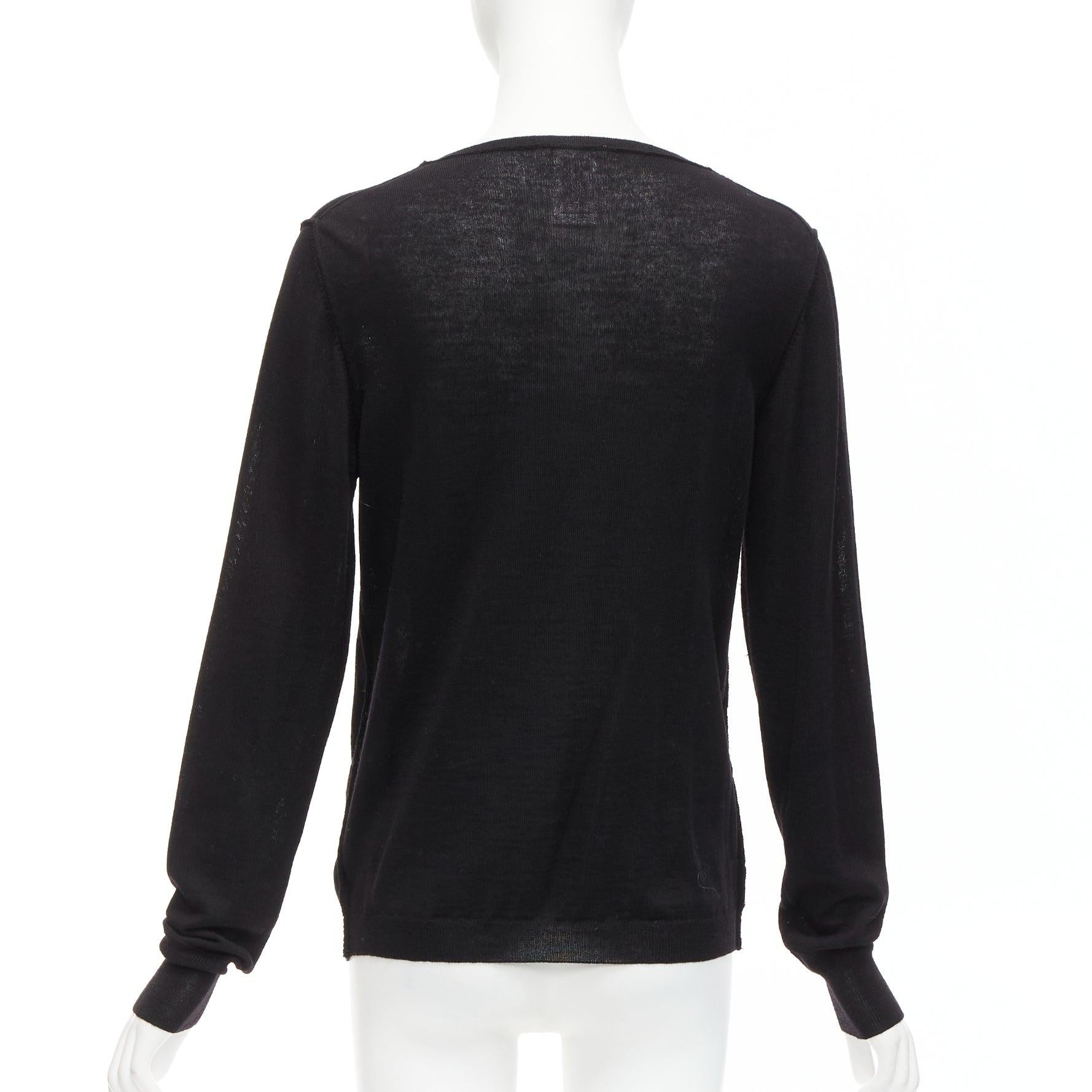 Cardigan à encolure dégagée en laine militaire festonnée et à volants CHLOE noir M Pour femmes en vente