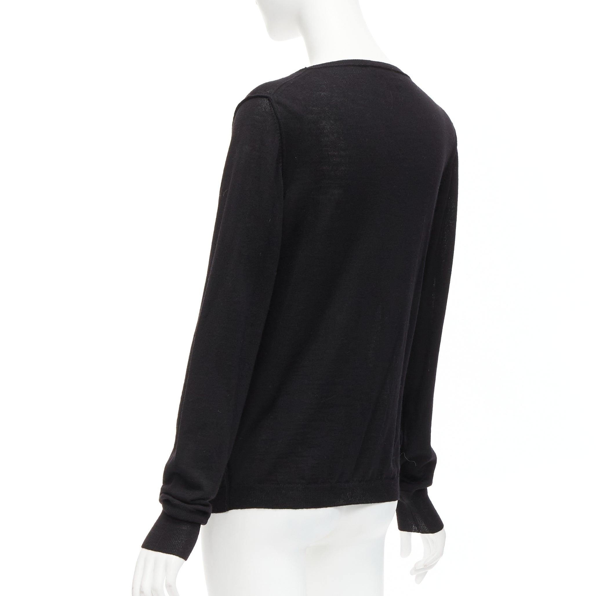 Cardigan à encolure dégagée en laine militaire festonnée et à volants CHLOE noir M en vente 1