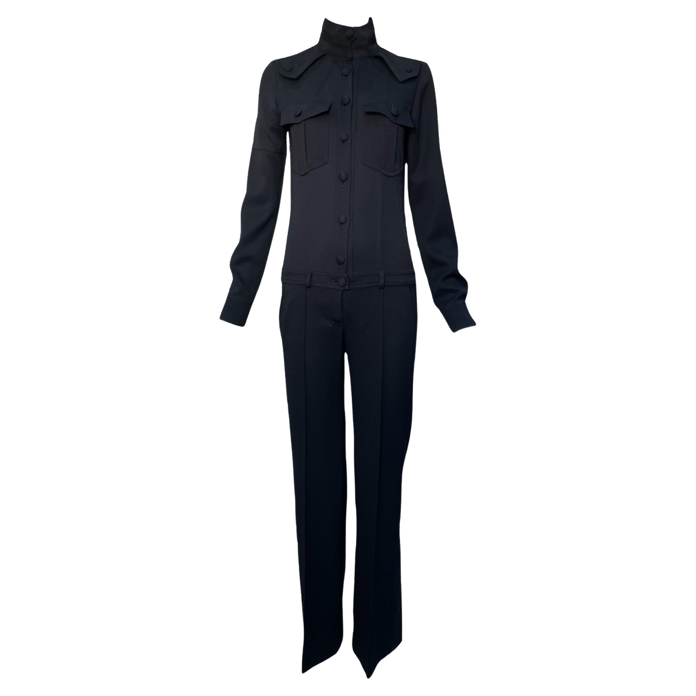 Chloe Schwarzer, vom Militär inspirierter Woll-Twill-Overall, 1990er Jahre im Angebot