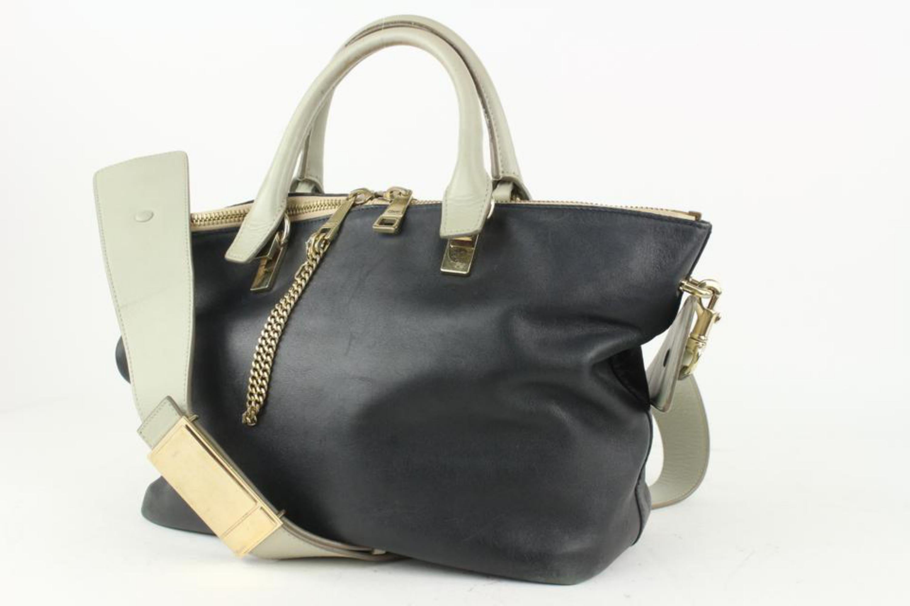 Chloé Black x Grey Leather 2way Tote 1ch1020 For Sale 6