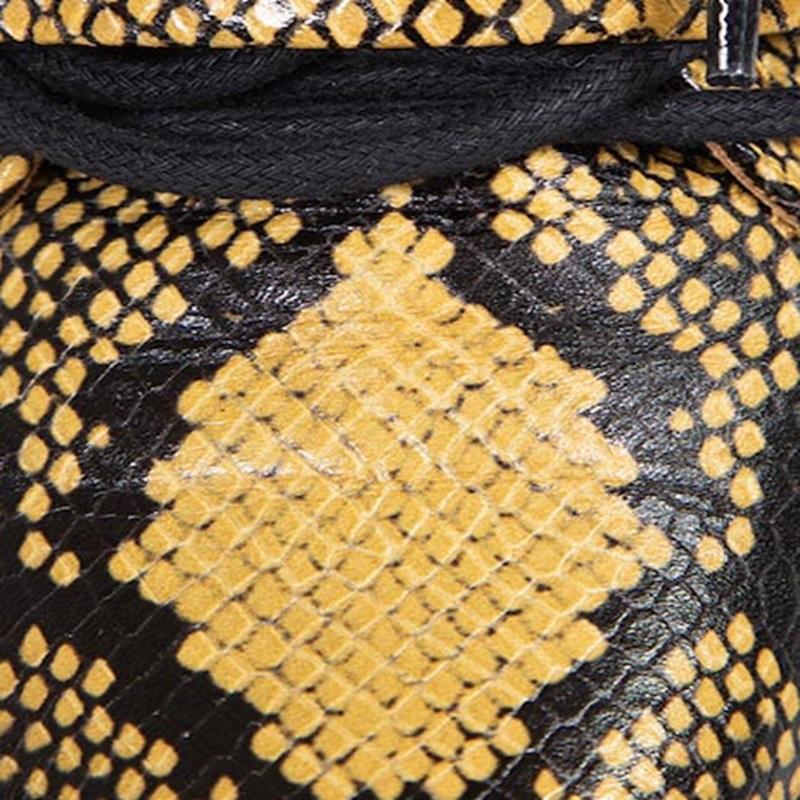 Women's Chloé Black & Yellow Leather Rylee Snakeskin Print Boots Size IT 39.5 For Sale