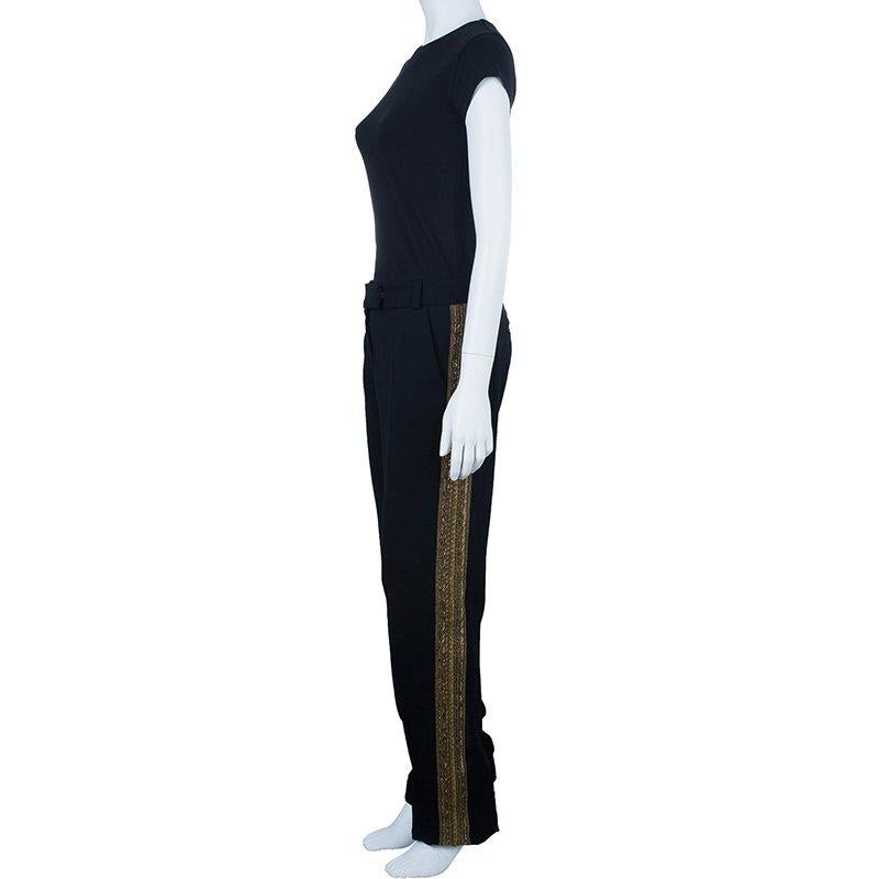Chloe Black Zardozi Embroidered Trousers M In Excellent Condition In Dubai, Al Qouz 2