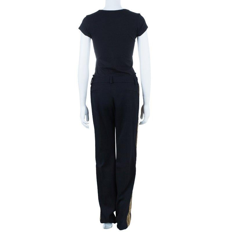 Women's Chloe Black Zardozi Embroidered Trousers M