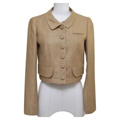 CHLOE Blazer Jacket Coat Gold Mustard Silk Long Sleeve SZ 36 Spring 2007