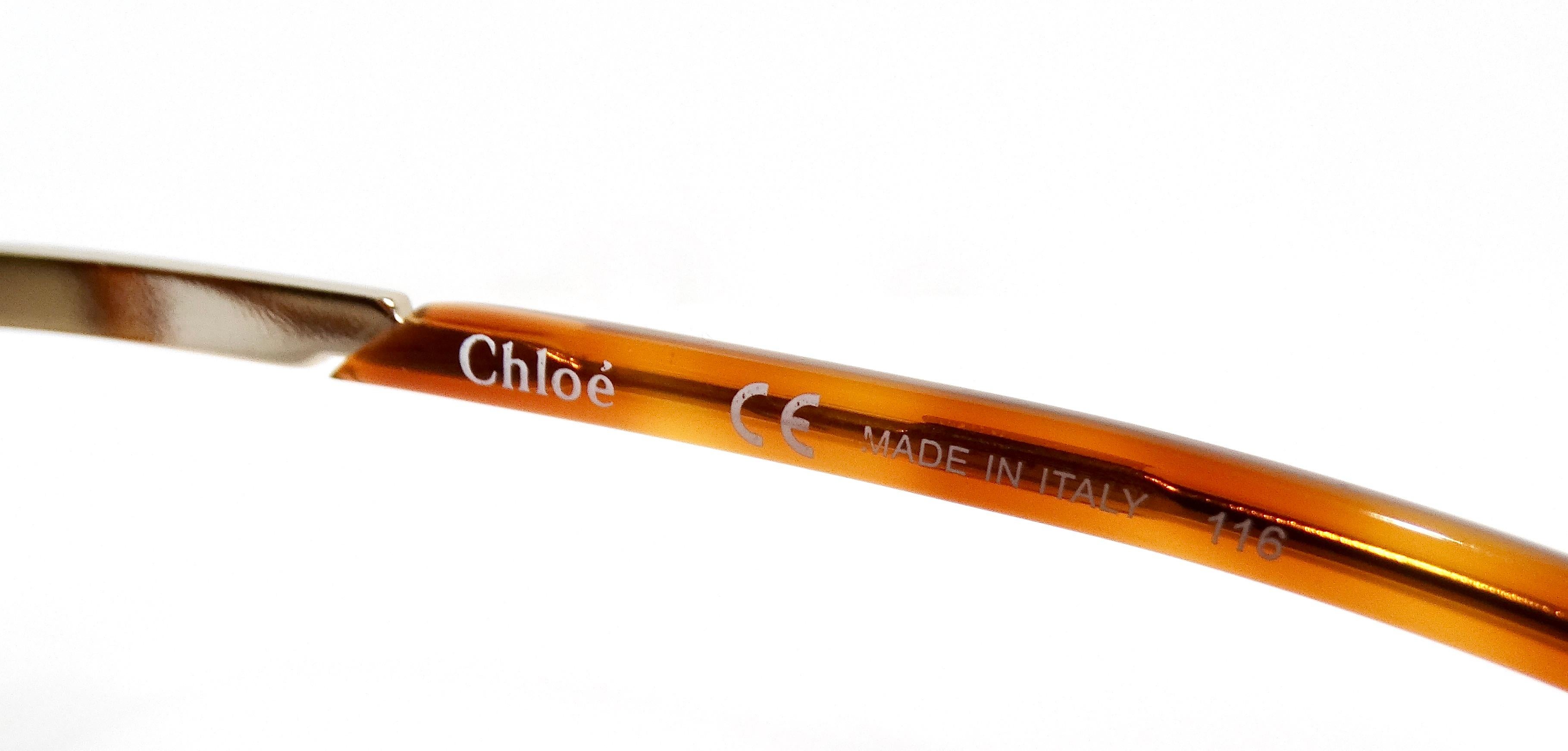 Occhiali da sole tondi oversize Chloe Blonde Tortoise in vendita 3