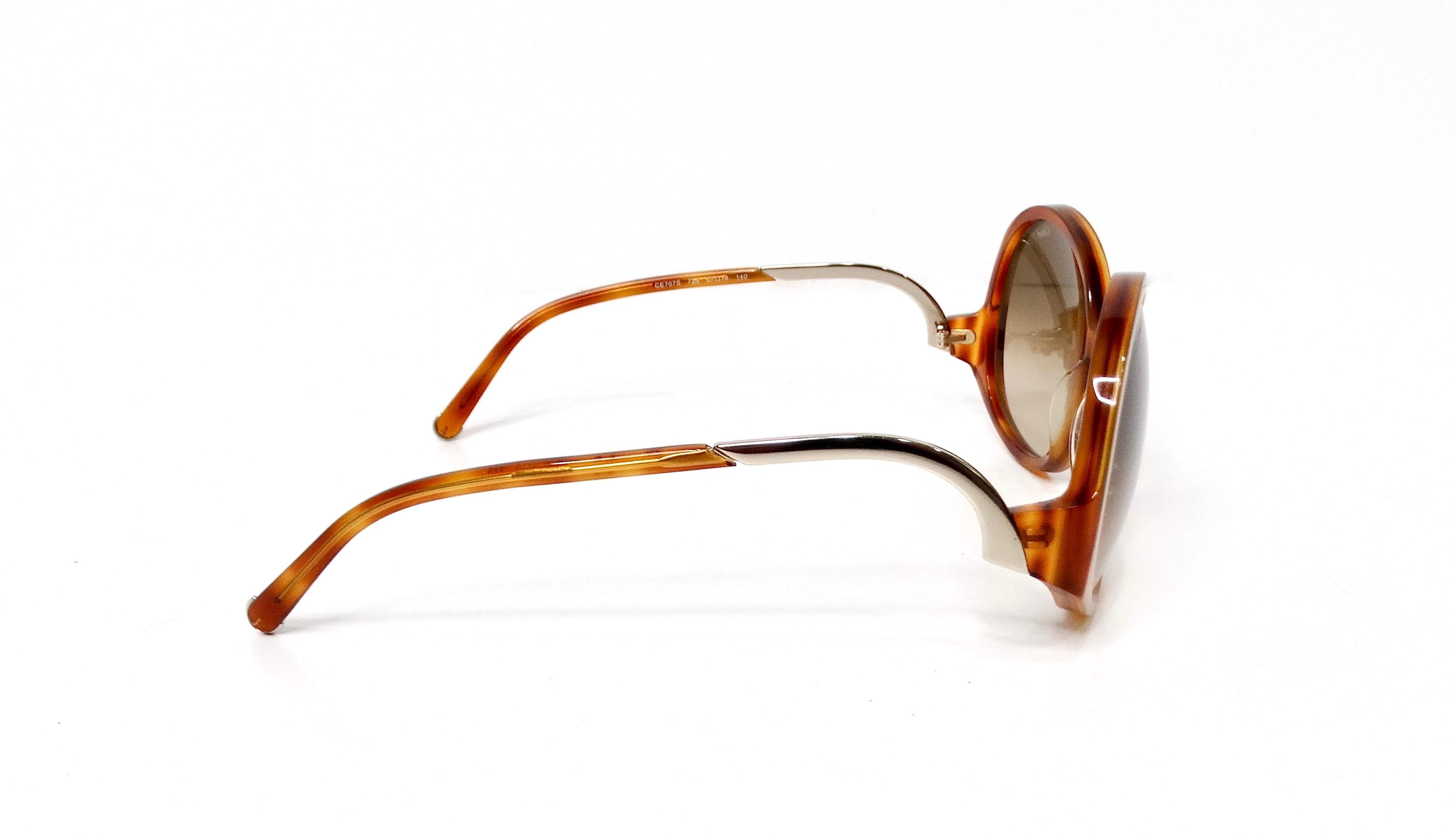 Occhiali da sole tondi oversize Chloe Blonde Tortoise in vendita 4