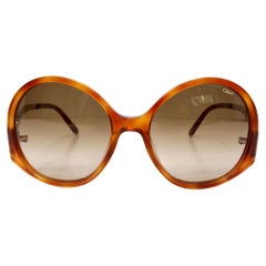 Occhiali da sole tondi oversize Chloe Blonde Tortoise