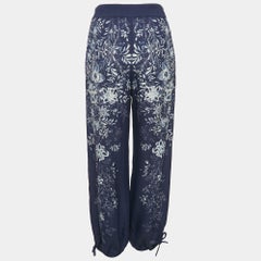 Chloé Blue/Beige Floral Print Crepe Harem Pants S