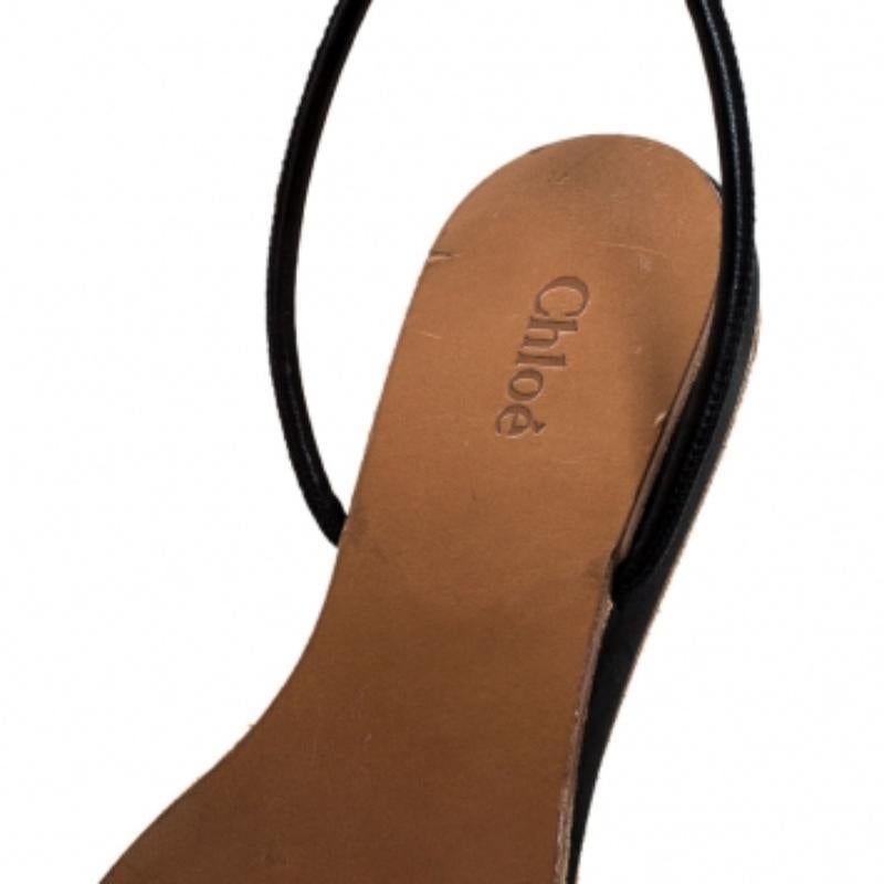 Sandales plates Chloe bleu/beige en cuir et nylon, taille 38 Pour femmes en vente