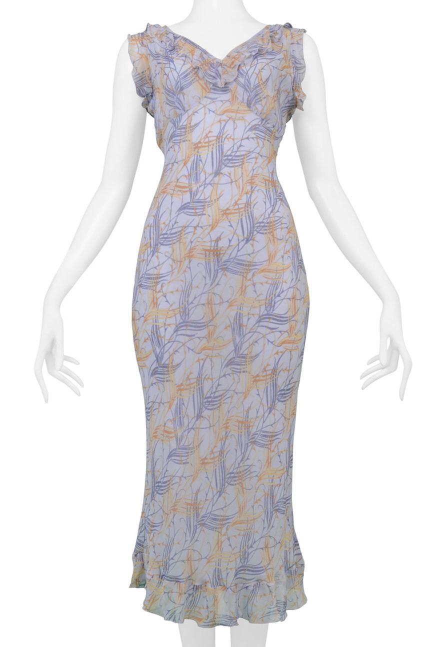 Chloe Vestido de día de gasa azul con volantes Gris en venta