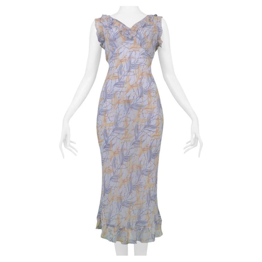 Chloe Vestido de día de gasa azul con volantes en venta
