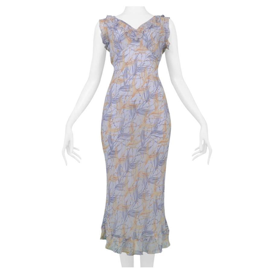 Chloe Blue Chiffon Day Dress With Ruffles For Sale