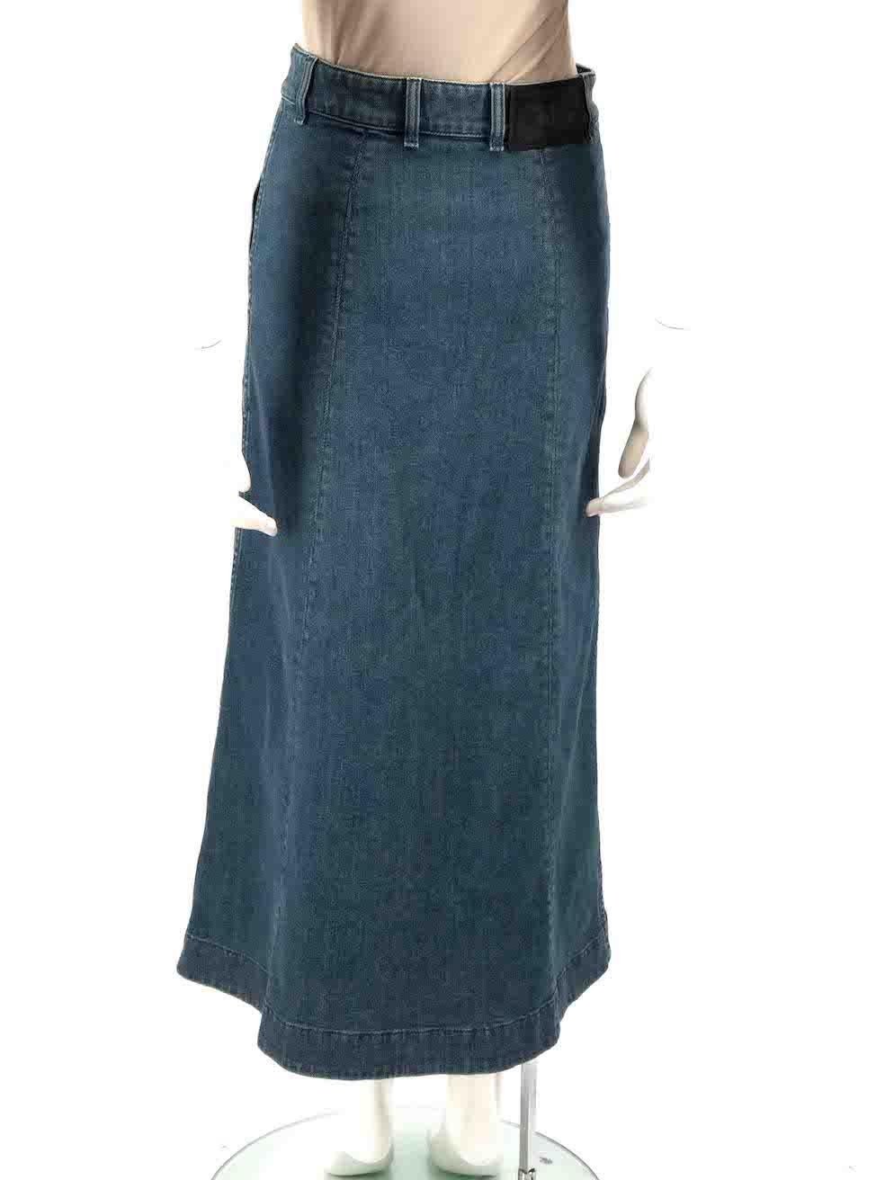 Chloé Blue Denim Buttoned Midi Skirt Size S In Excellent Condition For Sale In London, GB