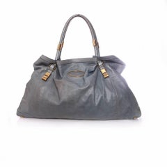 Chloe, Blue/gray leather shopper with golden hardware.