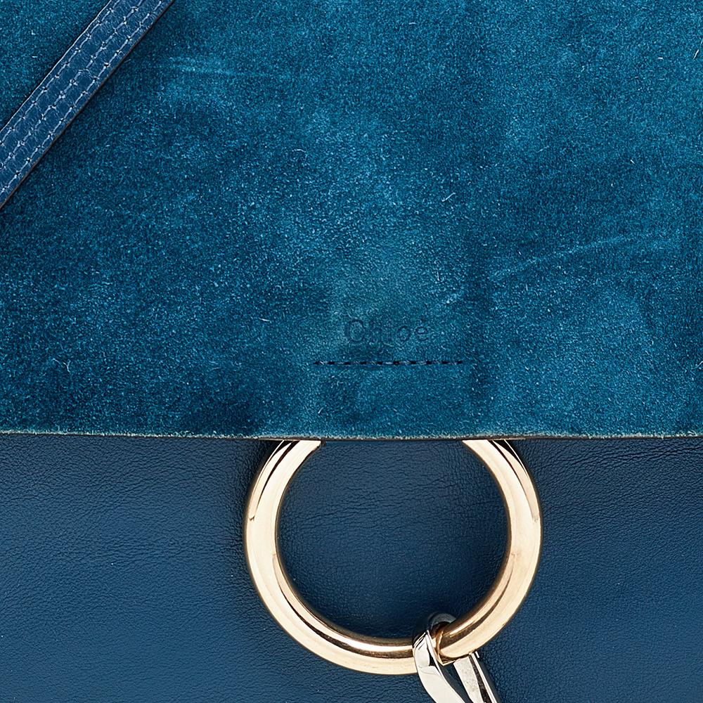 Chloe Blue Leather And Suede Medium Faye Shoulder Bag 3