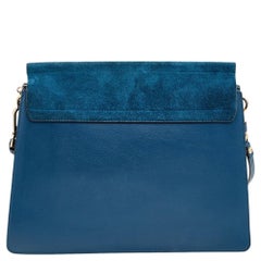 Chloe Blue Leather And Suede Medium Faye Shoulder Bag